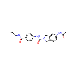 CCCNC(=O)c1ccc(NC(=O)N2Cc3ccc(NC(C)=O)cc3C2)cc1 ZINC000166187933