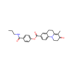 CCCNC(=O)c1ccc(OC(=O)c2ccc3c(c2)CCC2=C(C)C(=O)CCN23)cc1 ZINC000028358568