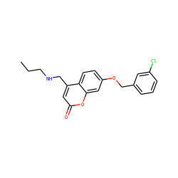 CCCNCc1cc(=O)oc2cc(OCc3cccc(Cl)c3)ccc12 ZINC000103244700