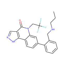 CCCNCc1ccccc1-c1ccc2c3[nH]ncc3c(=O)n(CC(F)(F)F)c2c1 ZINC000205508447