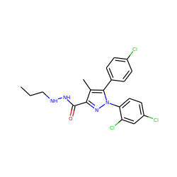 CCCNNC(=O)c1nn(-c2ccc(Cl)cc2Cl)c(-c2ccc(Cl)cc2)c1C ZINC000013474269