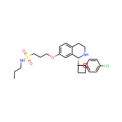 CCCNS(=O)(=O)CCCOc1ccc2c(c1)[C@@H](C1(c3ccc(Cl)cc3)CCC1)NCC2 ZINC000114978562