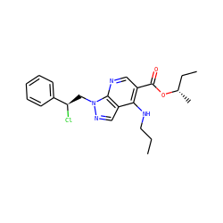 CCCNc1c(C(=O)O[C@@H](C)CC)cnc2c1cnn2C[C@@H](Cl)c1ccccc1 ZINC000013675565