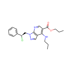 CCCNc1c(C(=O)OCCC)cnc2c1cnn2C[C@@H](Cl)c1ccccc1 ZINC000013675477