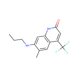 CCCNc1cc2[nH]c(=O)cc(C(F)(F)F)c2cc1C ZINC000014968357