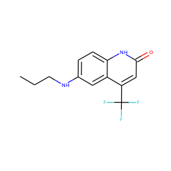 CCCNc1ccc2[nH]c(=O)cc(C(F)(F)F)c2c1 ZINC000014968235