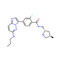 CCCNc1ccc2ncc(-c3ccc(C(=O)NC[C@@H]4C[C@@H](F)CN4)c(F)c3)n2n1 ZINC000072176992