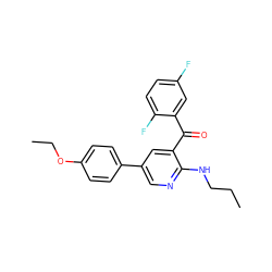 CCCNc1ncc(-c2ccc(OCC)cc2)cc1C(=O)c1cc(F)ccc1F ZINC000096285663