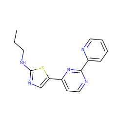 CCCNc1ncc(-c2ccnc(-c3ccccn3)n2)s1 ZINC000064540738