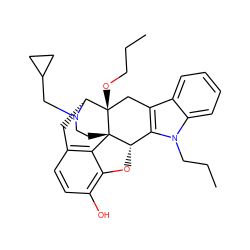 CCCO[C@@]12Cc3c(n(CCC)c4ccccc34)[C@@H]3Oc4c(O)ccc5c4[C@@]31CCN(CC1CC1)[C@@H]2C5 ZINC000013492429