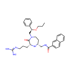 CCCO[C@@H](CN1CC[C@H](CNC(=O)c2ccc3ccccc3c2)N[C@H](CCCN=C(N)N)C1=O)c1ccccc1 ZINC000206906680