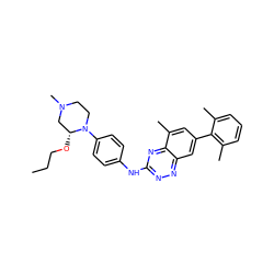 CCCO[C@@H]1CN(C)CCN1c1ccc(Nc2nnc3cc(-c4c(C)cccc4C)cc(C)c3n2)cc1 ZINC000037858304