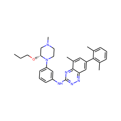 CCCO[C@@H]1CN(C)CCN1c1cccc(Nc2nnc3cc(-c4c(C)cccc4C)cc(C)c3n2)c1 ZINC000037858322