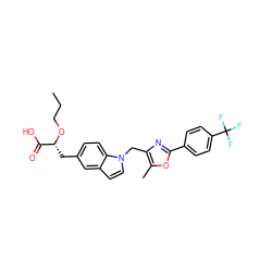 CCCO[C@H](Cc1ccc2c(ccn2Cc2nc(-c3ccc(C(F)(F)F)cc3)oc2C)c1)C(=O)O ZINC000034717673