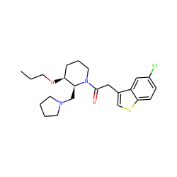 CCCO[C@H]1CCCN(C(=O)Cc2csc3ccc(Cl)cc23)[C@H]1CN1CCCC1 ZINC000029042992