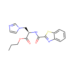 CCCOC(=O)[C@@H](Cn1ccnc1)NC(=O)c1nc2ccccc2s1 ZINC000473081731