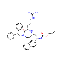 CCCOC(=O)N[C@@H](C[C@@H]1CCN(CC(c2ccccc2)c2ccccc2)C(=O)[C@H](CCCNC(=N)N)N1)c1ccc2ccccc2c1 ZINC001772648206