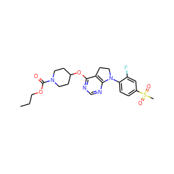 CCCOC(=O)N1CCC(Oc2ncnc3c2CCN3c2ccc(S(C)(=O)=O)cc2F)CC1 ZINC000088385456