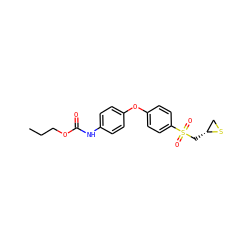 CCCOC(=O)Nc1ccc(Oc2ccc(S(=O)(=O)C[C@@H]3CS3)cc2)cc1 ZINC000096286032