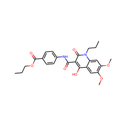 CCCOC(=O)c1ccc(NC(=O)c2c(O)c3cc(OC)c(OC)cc3n(CCC)c2=O)cc1 ZINC001772578760