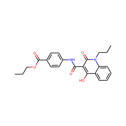 CCCOC(=O)c1ccc(NC(=O)c2c(O)c3ccccc3n(CCC)c2=O)cc1 ZINC000100551167