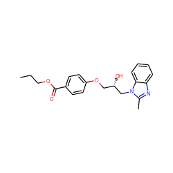 CCCOC(=O)c1ccc(OC[C@H](O)Cn2c(C)nc3ccccc32)cc1 ZINC000002054350