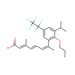 CCCOc1c(/C(C)=C\C=C\C(C)=C\C(=O)O)cc(C(F)(F)C(F)(F)F)cc1C(C)C ZINC000013587543