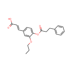 CCCOc1cc(/C=C/C(=O)O)ccc1OC(=O)CCc1ccccc1 ZINC000299829702