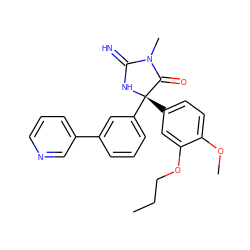 CCCOc1cc([C@@]2(c3cccc(-c4cccnc4)c3)NC(=N)N(C)C2=O)ccc1OC ZINC000045245222