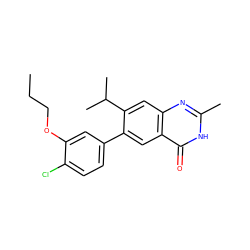 CCCOc1cc(-c2cc3c(=O)[nH]c(C)nc3cc2C(C)C)ccc1Cl ZINC000003820238