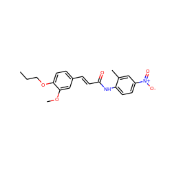 CCCOc1ccc(/C=C/C(=O)Nc2ccc([N+](=O)[O-])cc2C)cc1OC ZINC000004043740