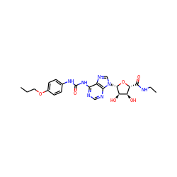 CCCOc1ccc(NC(=O)Nc2ncnc3c2ncn3[C@@H]2O[C@H](C(=O)NCC)[C@@H](O)[C@H]2O)cc1 ZINC000013780809