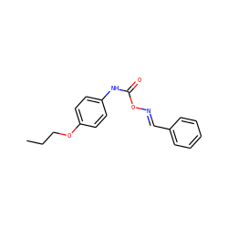 CCCOc1ccc(NC(=O)O/N=C/c2ccccc2)cc1 ZINC000045350658