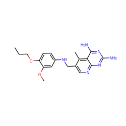 CCCOc1ccc(NCc2cnc3nc(N)nc(N)c3c2C)cc1OC ZINC000005838982