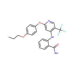 CCCOc1ccc(Oc2cc(Nc3ccccc3C(N)=O)c(C(F)(F)F)cn2)cc1 ZINC000073168517