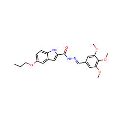 CCCOc1ccc2[nH]c(C(=O)N/N=C/c3cc(OC)c(OC)c(OC)c3)cc2c1 ZINC000004673402