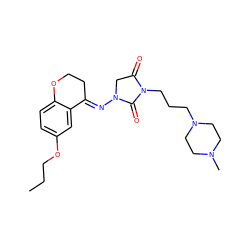 CCCOc1ccc2c(c1)/C(=N/N1CC(=O)N(CCCN3CCN(C)CC3)C1=O)CCO2 ZINC000042878882