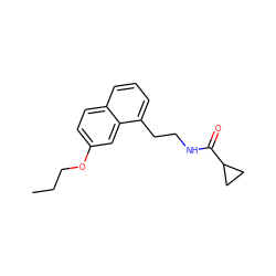 CCCOc1ccc2cccc(CCNC(=O)C3CC3)c2c1 ZINC000013781826