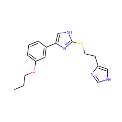 CCCOc1cccc(-c2c[nH]c(SCCc3c[nH]cn3)n2)c1 ZINC000013764195