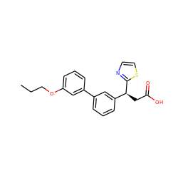 CCCOc1cccc(-c2cccc([C@H](CC(=O)O)c3nccs3)c2)c1 ZINC001772624733