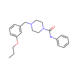 CCCOc1cccc(CN2CCN(C(=O)Nc3ccccc3)CC2)c1 ZINC000200261261