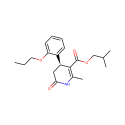 CCCOc1ccccc1[C@@H]1CC(=O)NC(C)=C1C(=O)OCC(C)C ZINC000004035705