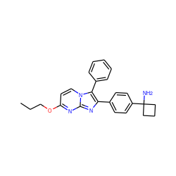 CCCOc1ccn2c(-c3ccccc3)c(-c3ccc(C4(N)CCC4)cc3)nc2n1 ZINC000113657006