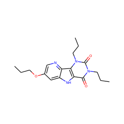 CCCOc1cnc2c(c1)[nH]c1c(=O)n(CCC)c(=O)n(CCC)c12 ZINC000042967065