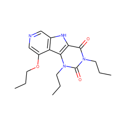 CCCOc1cncc2[nH]c3c(=O)n(CCC)c(=O)n(CCC)c3c12 ZINC000043077322