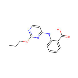 CCCOc1nccc(Nc2ccccc2C(=O)O)n1 ZINC000014960231