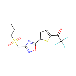 CCCS(=O)(=O)Cc1noc(-c2ccc(C(=O)C(F)(F)F)s2)n1 ZINC000040893744