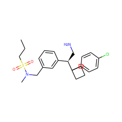 CCCS(=O)(=O)N(C)Cc1cccc([C@@H](CN)C2(c3ccc(Cl)cc3)CCC2)c1 ZINC000114736004