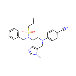 CCCS(=O)(=O)N(CCN(Cc1cncn1C)c1ccc(C#N)cc1)Cc1ccccc1 ZINC000064539949