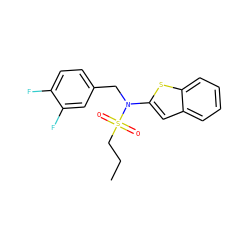 CCCS(=O)(=O)N(Cc1ccc(F)c(F)c1)c1cc2ccccc2s1 ZINC000115230548